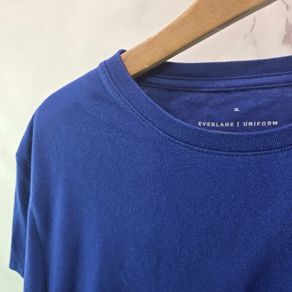 Everlane T Shirt Mens XL Blue Short Sleeve Crew Organic Cotton Cobalt - Picture 2 of 8